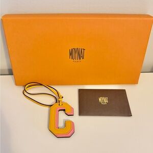 Moynat Yellow and Pink Leather Bag Charm - “C” initial